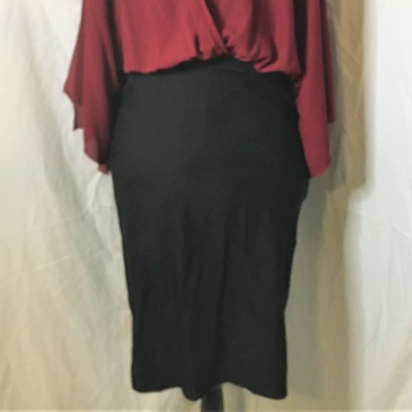 FTF Sexy Maroon Top/Black Spandex Pencil Dress 2X - Picture 6 of 12